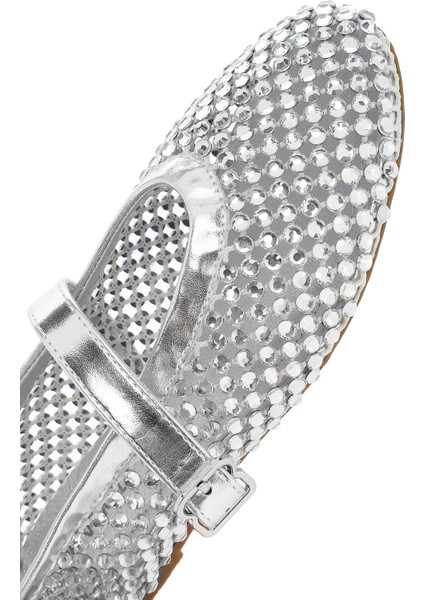 Kadın Gümüş Fileli Taşlı Babet 25SFD441114