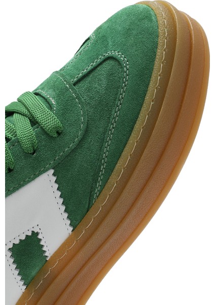 Kadın Yeşil Bağcıklı Süet Deri Sneaker 25SFD371710