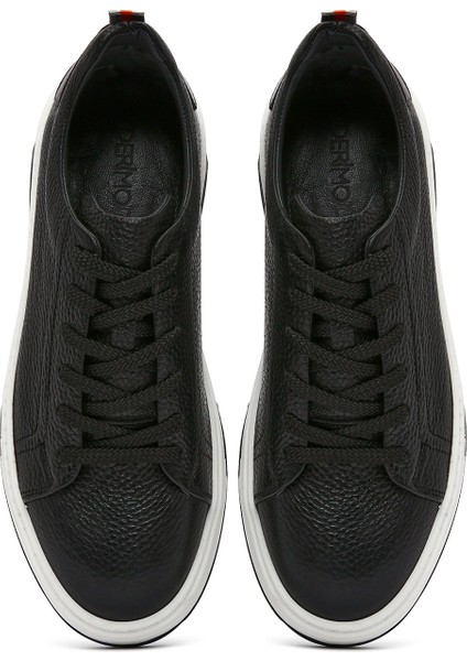 Erkek Siyah Bağcıklı Kalın Tabanlı Deri Sneaker 25SFD6882FT