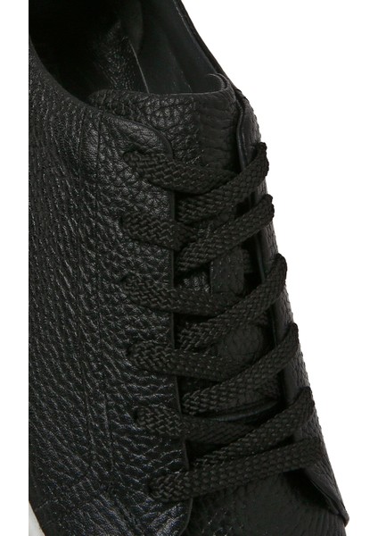 Erkek Siyah Bağcıklı Kalın Tabanlı Deri Sneaker 25SFD6882FT