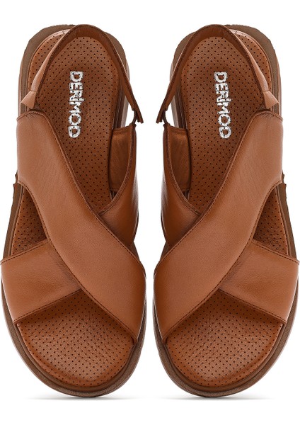 Kadın Taba Lastikli Deri Sandalet 25SFD362118