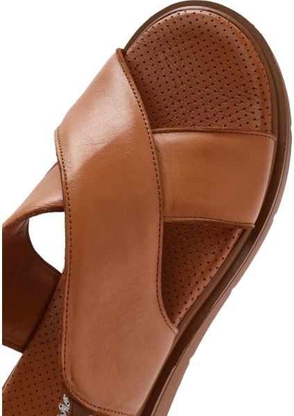 Kadın Taba Lastikli Deri Sandalet 25SFD362118