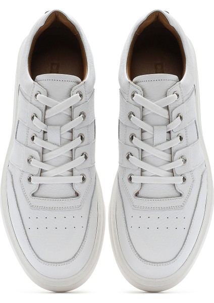 Erkek Beyaz Bağcıklı Deri Sneaker 25SFD6102FT