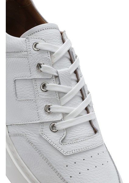 Erkek Beyaz Bağcıklı Deri Sneaker 25SFD6102FT