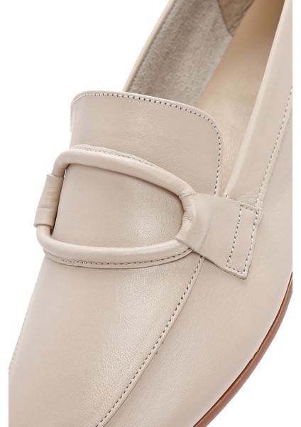 Kadın Bej Deri Casual Loafer 25SFD350418