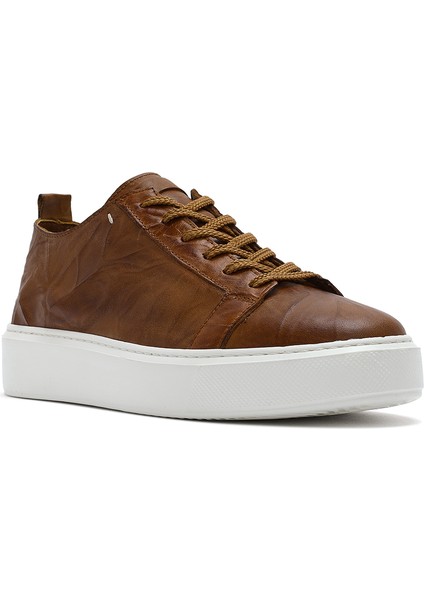 Erkek Taba Bağcıklı Kalın Tabanlı Deri Sneaker 25SFD688326