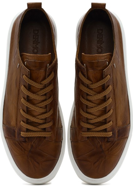 Erkek Taba Bağcıklı Kalın Tabanlı Deri Sneaker 25SFD688326