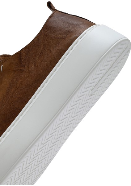 Erkek Taba Bağcıklı Kalın Tabanlı Deri Sneaker 25SFD688326
