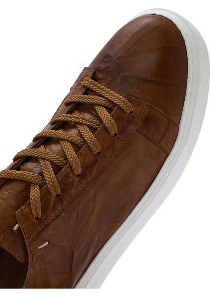 Erkek Taba Bağcıklı Kalın Tabanlı Deri Sneaker 25SFD688326