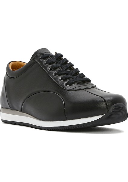 Erkek Siyah Bağcıklı Deri Casual Sneaker 25SFD6740FT
