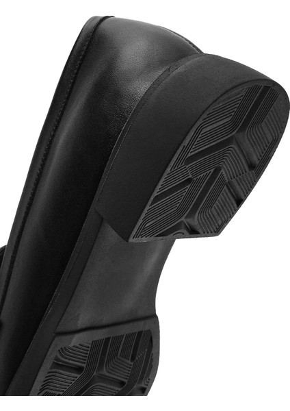 Kadın Siyah Deri Maskülen Loafer 25SFD182318