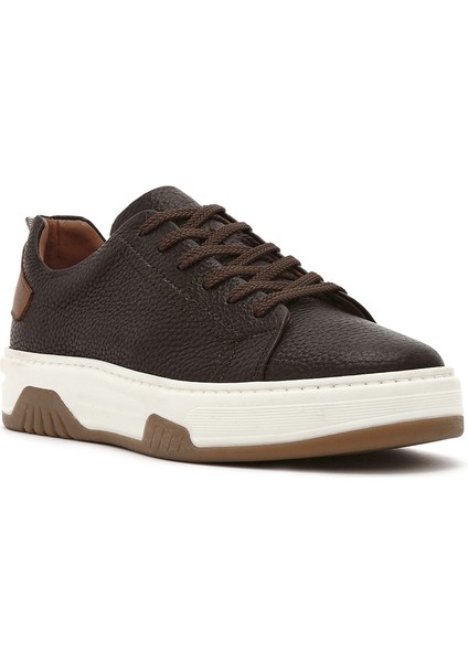 Erkek Kahverengi Bağcıklı Kalın Tabanlı Deri Sneaker 25SFD6882FT