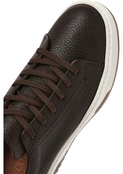 Erkek Kahverengi Bağcıklı Kalın Tabanlı Deri Sneaker 25SFD6882FT