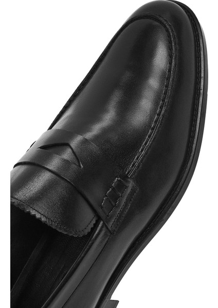 Erkek Siyah Deri Klasik Ayakkabı 25SFD751618