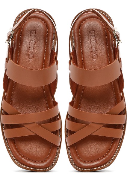 Kadın Kahverengi Bilekten Tokalı Deri Sandalet 25SFD361818