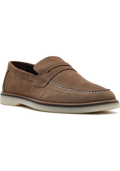 Erkek Vizon Süet Deri Casual Loafer 25SFD680710