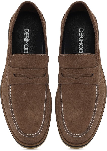 Erkek Vizon Süet Deri Casual Loafer 25SFD680710