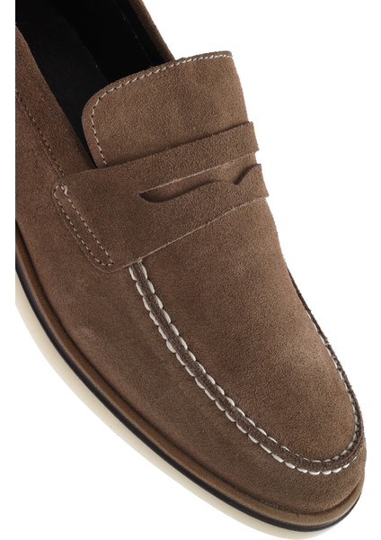 Erkek Vizon Süet Deri Casual Loafer 25SFD680710