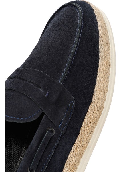 Erkek Lacivert Süet Deri Casual Loafer 25SFD680910