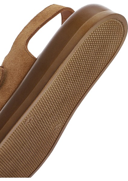 Kadın Vizon Arakdan Tokalı Kalın Tabanlı Süet Deri Sandalet 25SFD362310