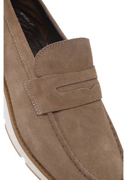 Erkek Vizon Süet Deri Casual Loafer 25SFD680610