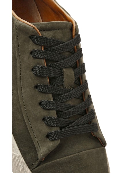 Erkek Haki Bağcıklı Deri Sneaker 25SFD6105V3