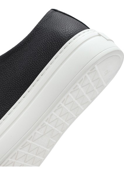 Erkek Siyah Bağcıklı Kalın Tabanlı Deri Sneaker 25SFD6107FT