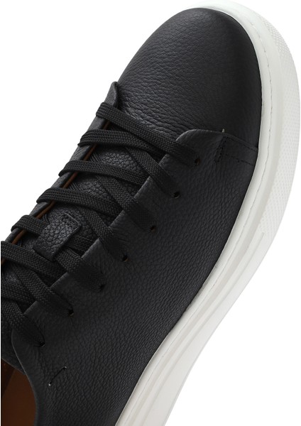 Erkek Siyah Bağcıklı Kalın Tabanlı Deri Sneaker 25SFD6107FT