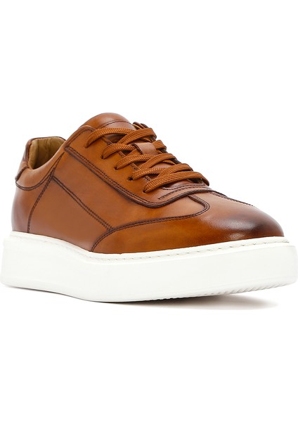Erkek Taba Kalın Tabanlı Bağcıklı Deri Sneaker 25SFD610818