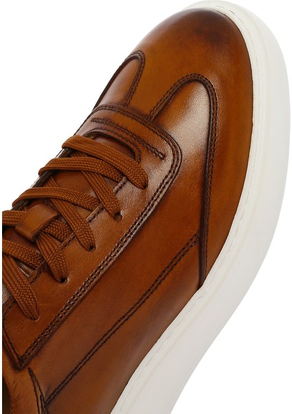 Erkek Taba Kalın Tabanlı Bağcıklı Deri Sneaker 25SFD610818