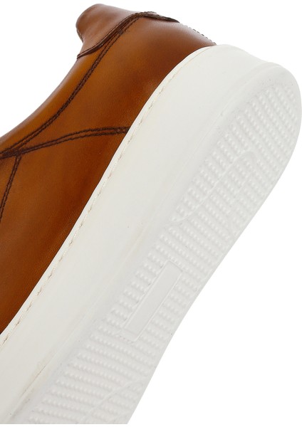 Erkek Taba Kalın Tabanlı Bağcıklı Deri Sneaker 25SFD610818