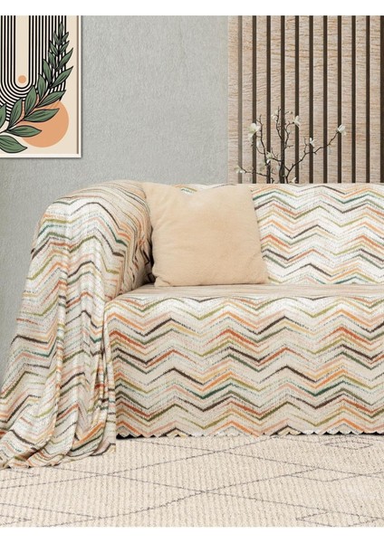 Zikzak Desenli 130X180 cm Koltuk ve Kanepe Örtüsü, Krem Renk fiyatları