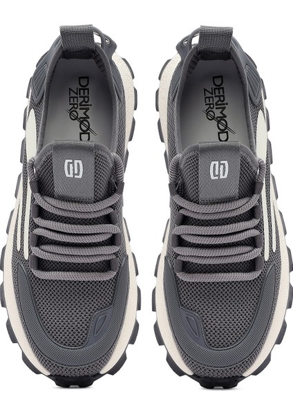 Zero Erkek Gri Bağcıklı Kalın Tabanlı Kumaş Sneaker 25SFD69406F