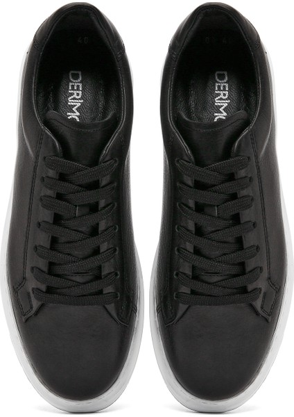 Erkek Siyah Bağcıklı Deri Sneaker 25SFD640318