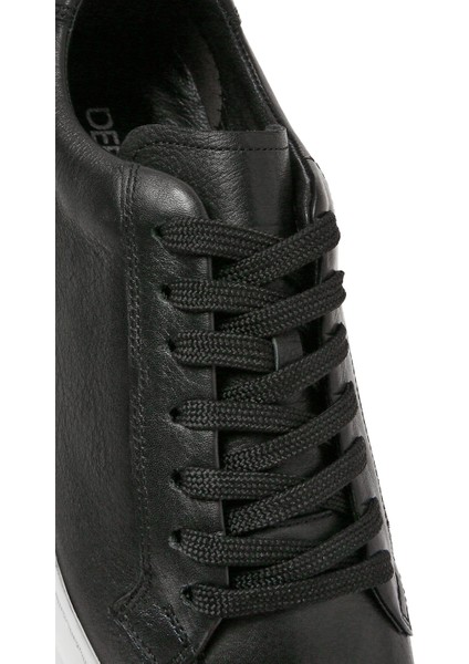 Erkek Siyah Bağcıklı Deri Sneaker 25SFD640318