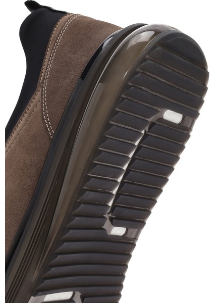 Erkek Vizon Bağcıklı Kalın Tabanlı Deri Casual Sneaker 25SFD640810