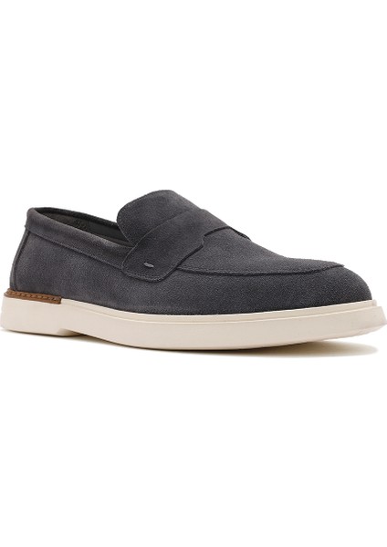Erkek Gri Süet Deri Casual Loafer 25SFD750210