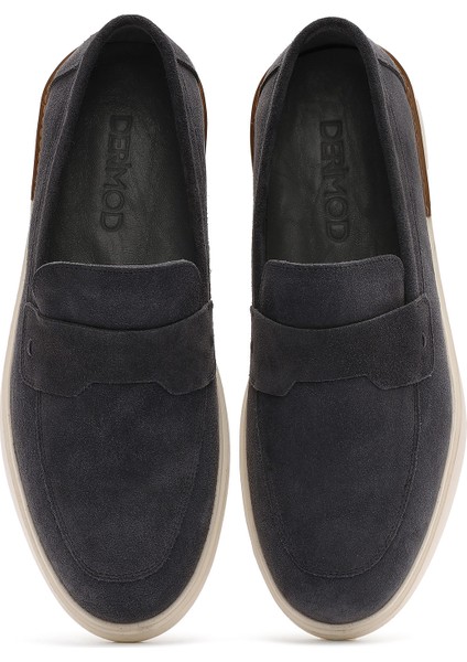 Erkek Gri Süet Deri Casual Loafer 25SFD750210