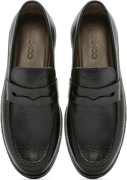 Erkek Siyah Deri Casual Loafer 25SFD6008FT