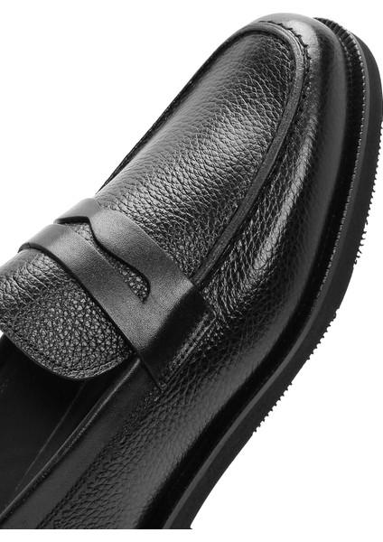 Erkek Siyah Deri Casual Loafer 25SFD6008FT