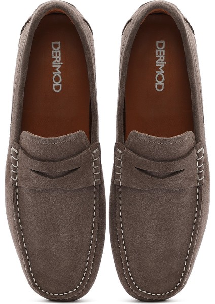 Erkek Vizon Süet Deri Loafer 25SFD630310