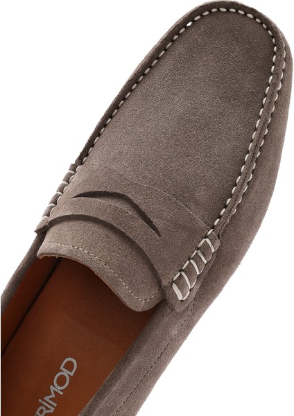 Erkek Vizon Süet Deri Loafer 25SFD630310