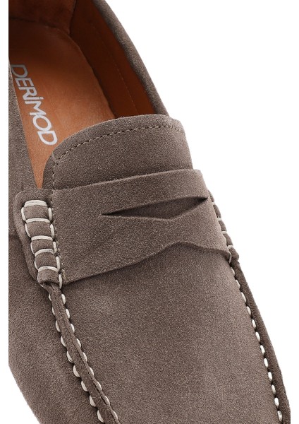 Erkek Vizon Süet Deri Loafer 25SFD630310