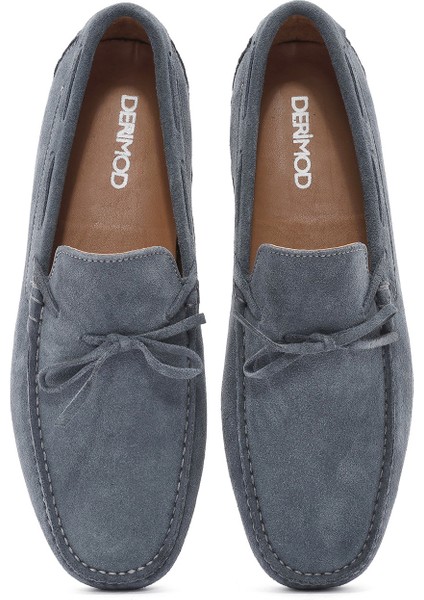 Erkek Lacivert Süet Deri Loafer 25SFD630410