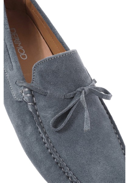 Erkek Lacivert Süet Deri Loafer 25SFD630410