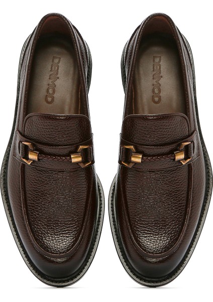 Erkek Kahverengi Deri Klasik Loafer 25SFD6009FT