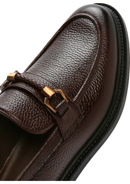 Erkek Kahverengi Deri Klasik Loafer 25SFD6009FT