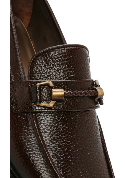Erkek Kahverengi Deri Klasik Loafer 25SFD6009FT