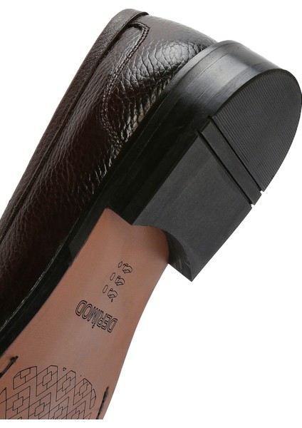 Erkek Kahverengi Deri Klasik Loafer 25SFD6009FT