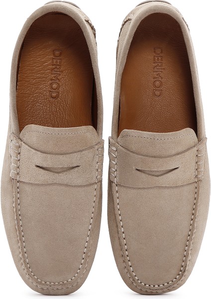Erkek Bej Süet Deri Loafer 25SFD630310